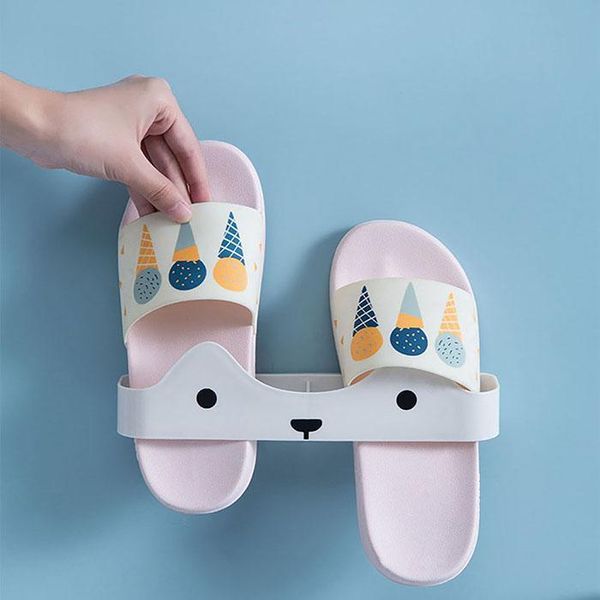 

бытовые настенные без перфорации складные тапочки для хранения белый / розовый / синий простой тип, мультяшный тип стойки