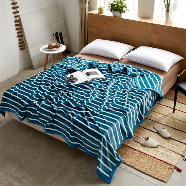 

blue white stripe blankets quilts twin full queen king girls blankets throw flannel blanket on bed/car/sofa luxury fashion rugs