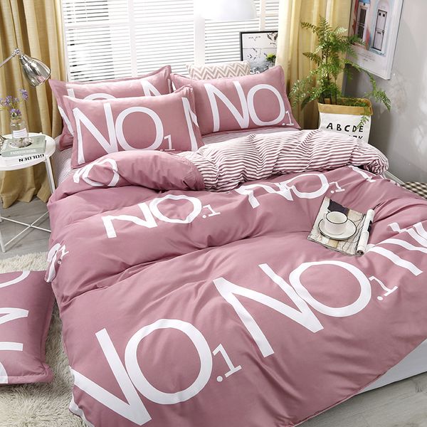 

luxury pink bedding sets 3/4pcs no 1 love printed duvet cover bed sheet pillowcases king tiwn  cover set