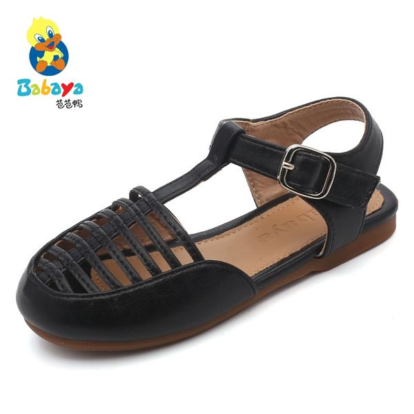 

babaya children's leather sandals children's princess shoes baby shoes soft bottom fashion 2020 summer new, Black;red