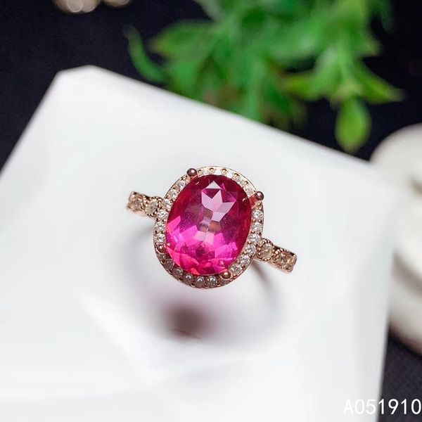

kjjeaxcmy boutique jewelry 925 sterling silver inlaid natural pink z gemstone female ring support detection popular, Golden;silver