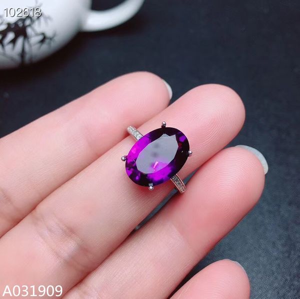 

kjjeaxcmy boutique jewelry 925 sterling silver inlaid amethyst gemstone female male ring luxurious fashion, Golden;silver