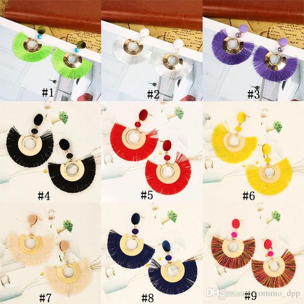 

hyperbolic bohemian fan shaped tassel dangle earrings for women vintage fringe sector statement drop earring new female boho jewelry gift, Silver