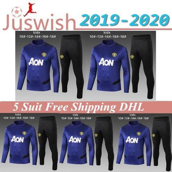

19 20 new manchester pogba child jacket 2019 2020 man united kids tracksuit james maguire boys long sleeve zipper leisure training suit, Black;red