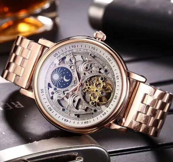 

new listiing carved edition luxury mens watches original imported automatic mechanical movement 316l stainless steel wristwatch, Slivery;brown