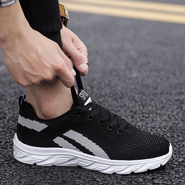 

spring new men casual shoes lace up men shoes lightweight comfortable breathable couples walking sneakers tenis feminino zapatos, Black