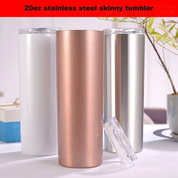 

27 colors in stocked 20oz double wall stainless steel vacuum insulated skinny tumbler monogramable straight cup