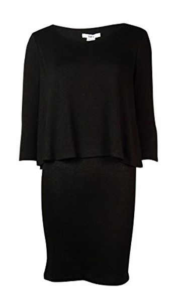 

bar iii women's three-quarter-sleeve layered sweater-knit dress, Black;gray