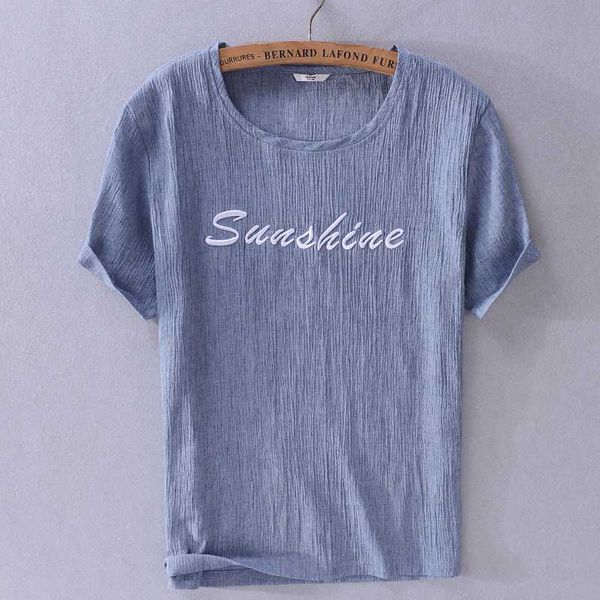 

summer brand t shirt men short sleeve linen and cotton blue t-shirt mens fashion casual round neck tshirt male camisa, White;black