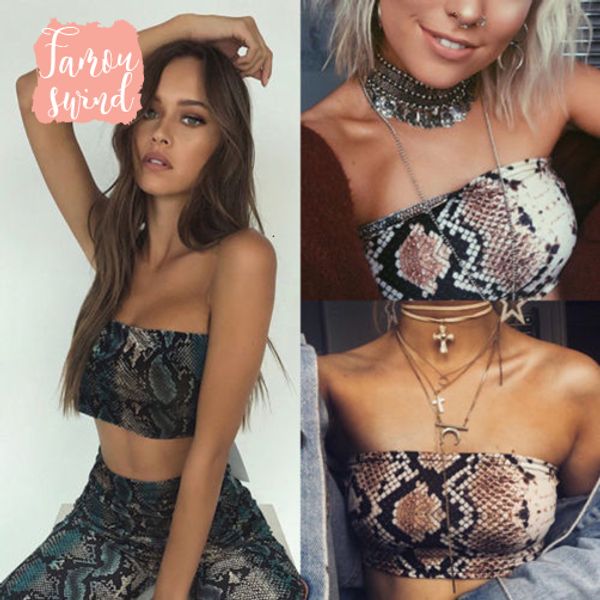 

женщины женская топы stretch бюстгальтер crop бандо boho off змеиной без бретелек chic печати плеча рукавов crop top summer, White
