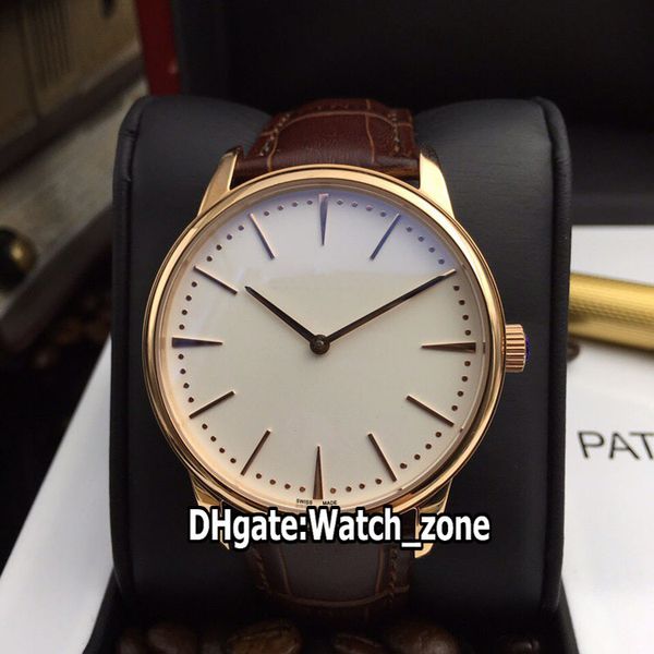 

luxury new patrimony 81180/000r-9159 white dial automatic mens watch rose gold case leather strap watches wristwatches 6 color, Slivery;brown