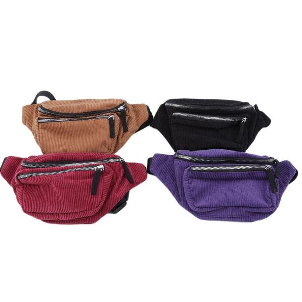 

vintage corduroy waist pack women girls chest pouch belt bags female fashion messenger shoulder waist pack heuptasje