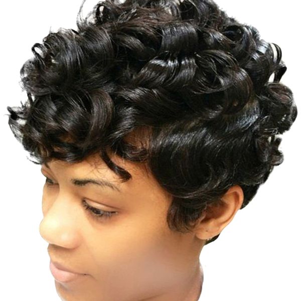 

11inch afro kinky short curly hair wigs for black women fluffy wavy black synthetic wig with wig cap