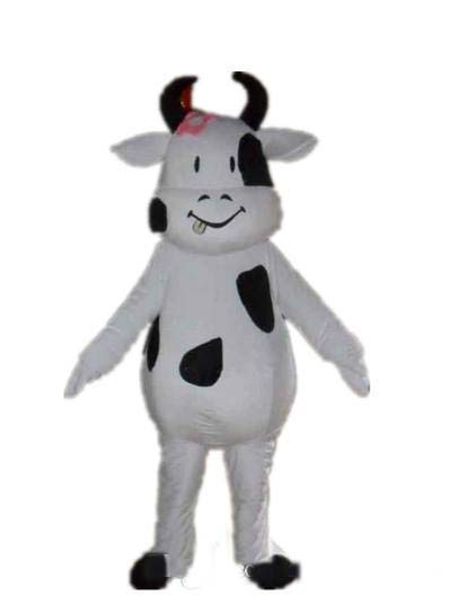 

2018 the head a white dairy cow mascot costume for to wear, Red;yellow