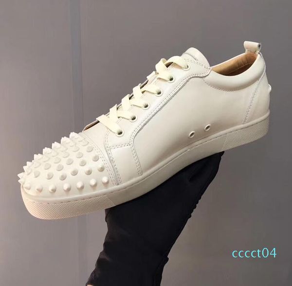 

2018 new designer sneakers low cut spikes flats shoes red bottom for men and women leather sneakers party designer shoes ct04, Black