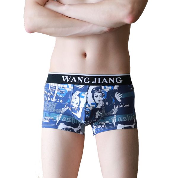 

new men underwear boxer shorts fashion printed cotton boxershorts male panties u convex pouch cueca pants underpants underwear, Black;white