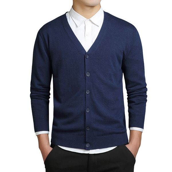 

cotton sweater men long sleeve cardigan mens v-neck sweaters loose solid button fit knitting casual style clothing new, White;black