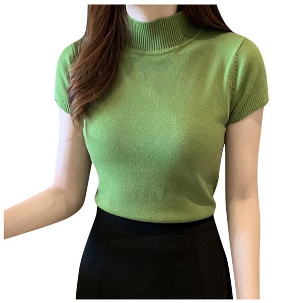 

women's blouses & shirts jaycosin summer women fashion casual knitted o-neck short sleeve pullover blouse clothes camis vest solid slim, White