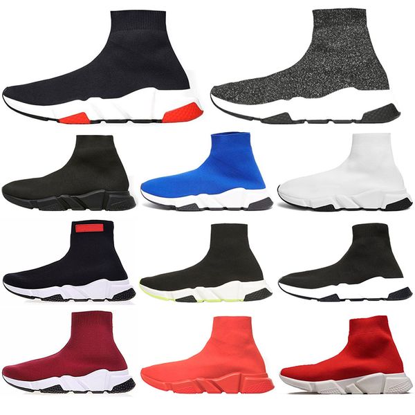 

with socks 2019 luxury speed trainer black designer sneakers men women black red casual shoes fashion socks sneaker 36-45