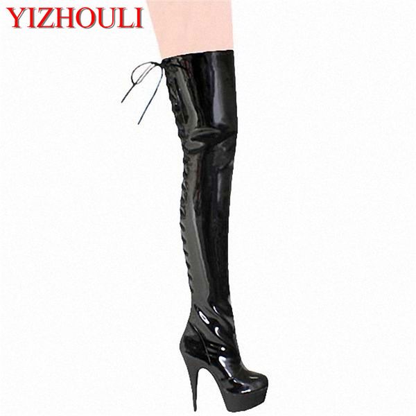 

ultra high heels over-the-knee plus size high-leg 15cm boots high-heeled boots steel pipe dance thigh high, Black