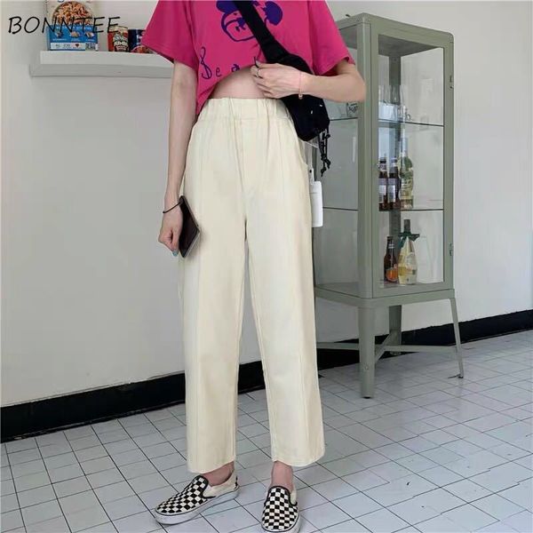 

повседневные брюки женщина 2020 summer wide leg все матч ulzzang simple black school девушка брюки harajuku эластичный пояс женщины chic, Black;white