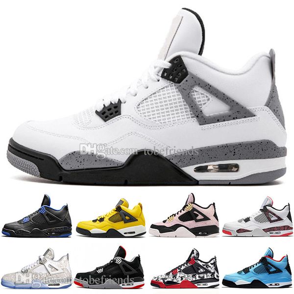 

bred 4 4s what the cactus jack laser wings mens basketball shoes denim blue eminem pale citron men sports designer sneakers