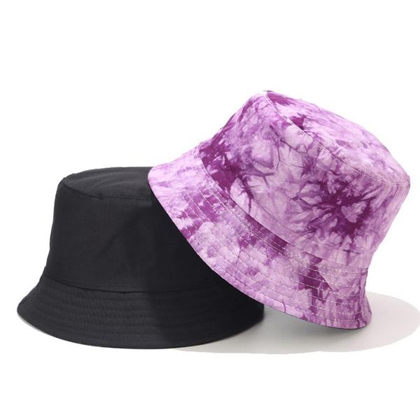 

1pcs women tie-dyed ink painting pattern fisherman hat men and women street trend double-sided wearing cap visor bucket hat, Blue;gray