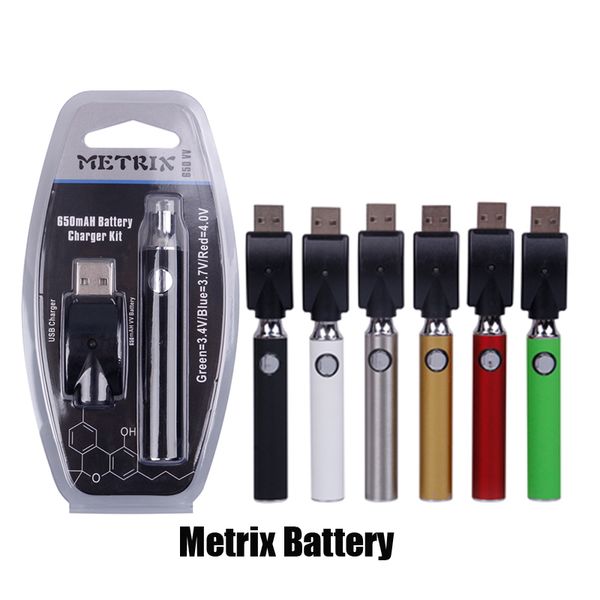 

Подогреватель Metrix Blister 650mAh Разогрев Vertex Переменное напряжение VV ​​Батарея USB Зарядное устройство USB Vape Pen Kit для 510 резьбовых картриджей