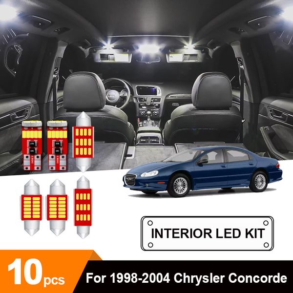

10x white ice blue no error car led license plate reading dome trunk glove box bulbs package kit for 1998-2004 concorde
