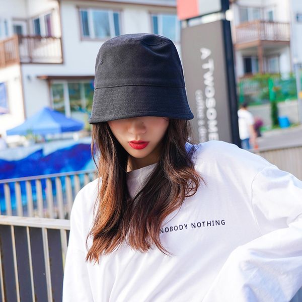 

korean style canvas bucket hat women wild sun caps spring autumn outdoor sun protection casual fashion fisherman hat, Blue;gray