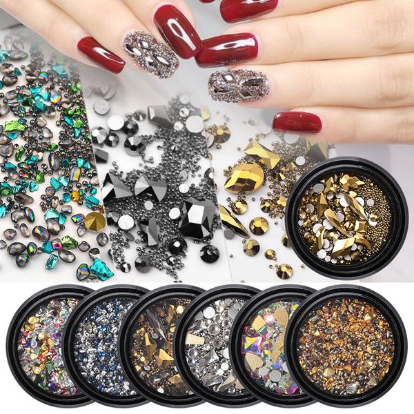 

crystals ab nail art rhinestones round beads grade flatback glass charms gems stones for nails decorations crafts eye makeup, Silver;gold