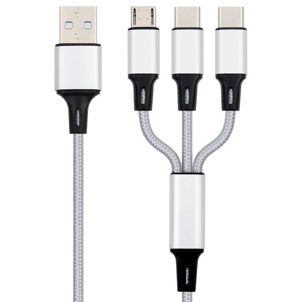 

U b charger cable 3 in 1 micro type c 1 2m braided u b charging phone cable for iphone 5 6 7 am ung martphone