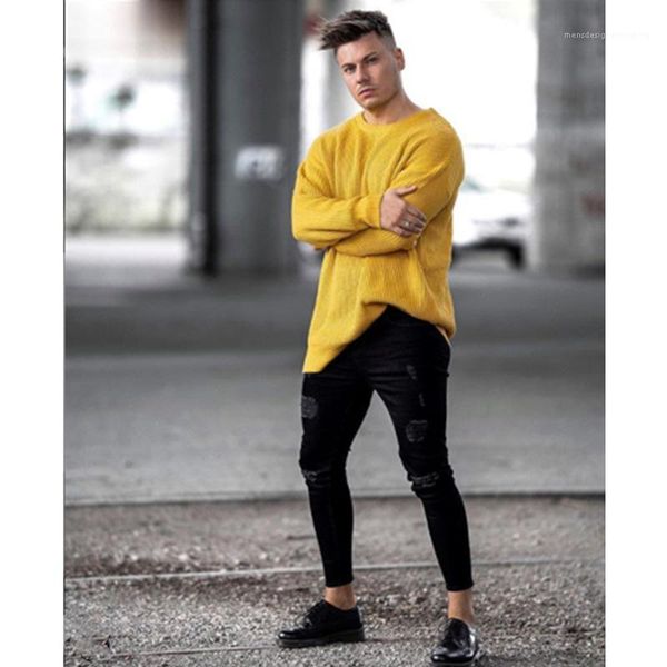 

draped jean trousers teenager boy street jeans black pencil pants mens spring ripped, Blue