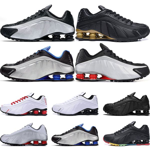 

2019 mens sports running shoes r4 black metallic gold black silver triple black white sport sneakers trainers size 40-45