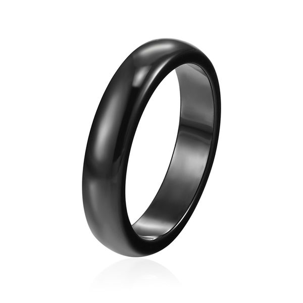 

wholesale ceramic jewelry wide 4mm and 6mm beautiful black white smooth radian ceramic ring for women girl anillo, Golden;silver