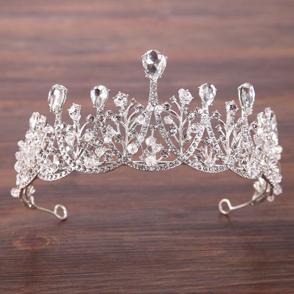 

luxury rhinestone bridal tiaras crown baroque silver crystal diadem for women headbands wedding hair jewelry hair accessories, Golden;white