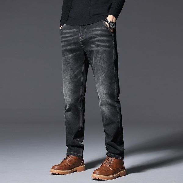 

men's stretch loose straight jeans plus size, Blue