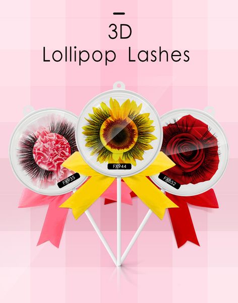 

lollipop box false eyelash mink strip silk lashes thick fake faux eyelashes