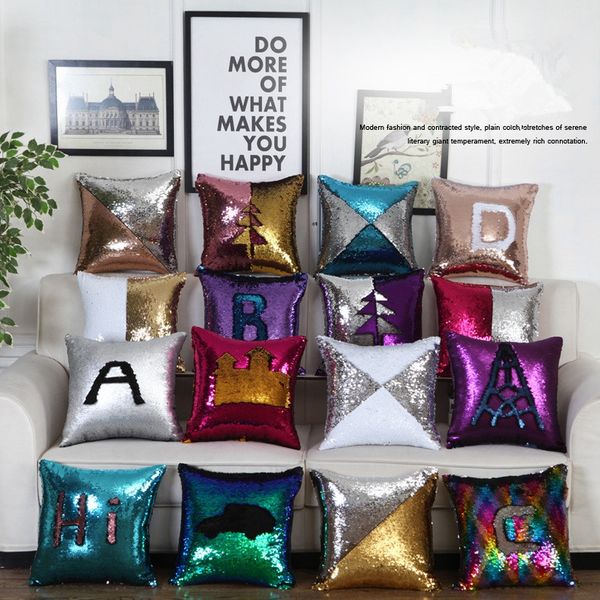 

cushion cover sequins pillow case cushion heat printing sublimation pillow cover throw cushion case magic reversible eea338