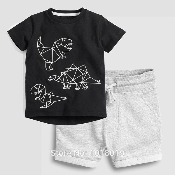 

мальчика одежда набор детей 100% хлопок 2020 летняя футболка брюки 2pc костюм детей bebe мальчики тис шорты нарядах динозавр топы 3y t200707, White