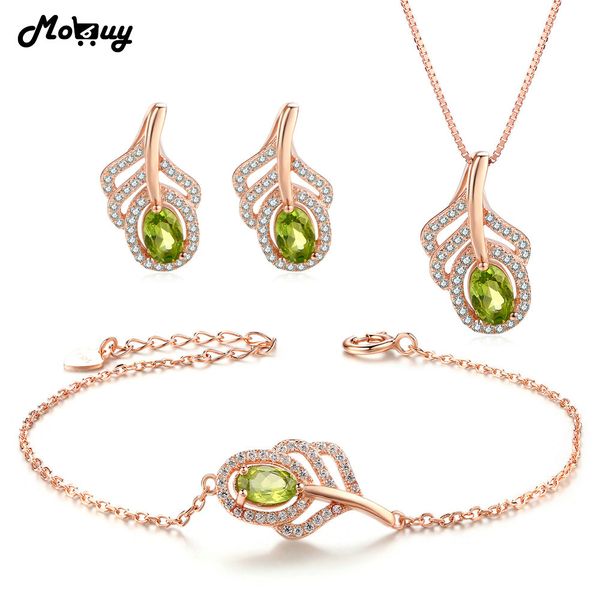 

mobuy romantic peridot natural gemstone 3pcs jewelry sets 100% 925 sterling silver for women engagement fine jewelry v045ehn, Black