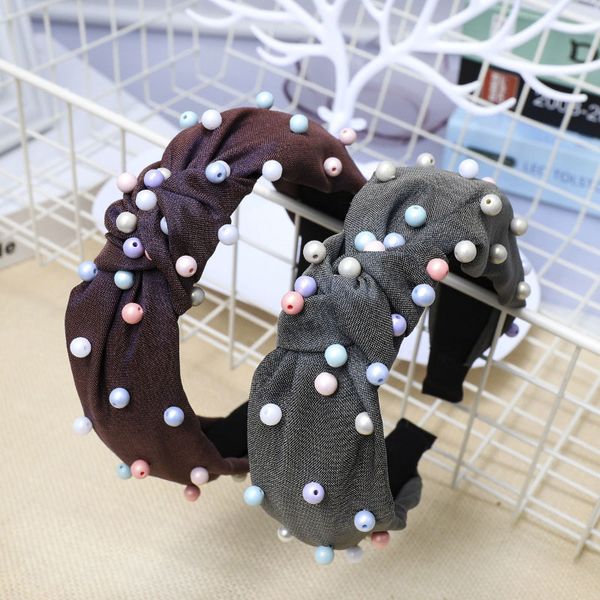 

bohemian colored beads satin knot hairband wide knotted headband hair accessories festival party gift for women female