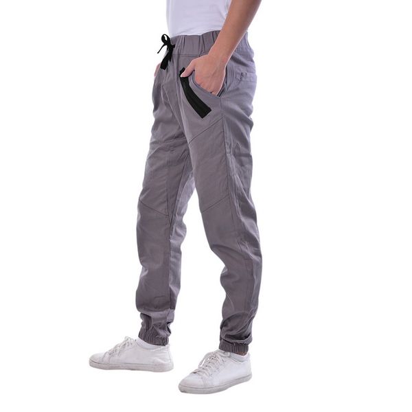 

men's jogging pants 2020 casual fitness straps sport pants striped folds feet solid color pocket pants sweatpants m-3xl, Black