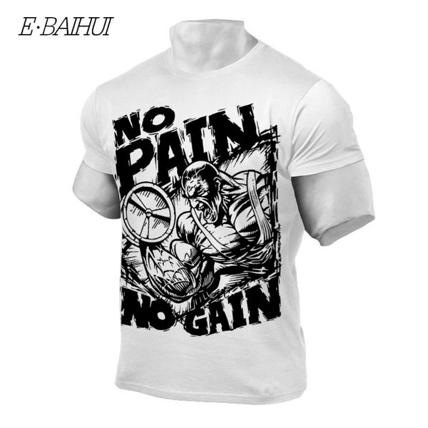 

e-baihui mens bodybuilding t-shirt singlet fitness clothes men fashion sports soccer ball wear casual tee ts053, White;black