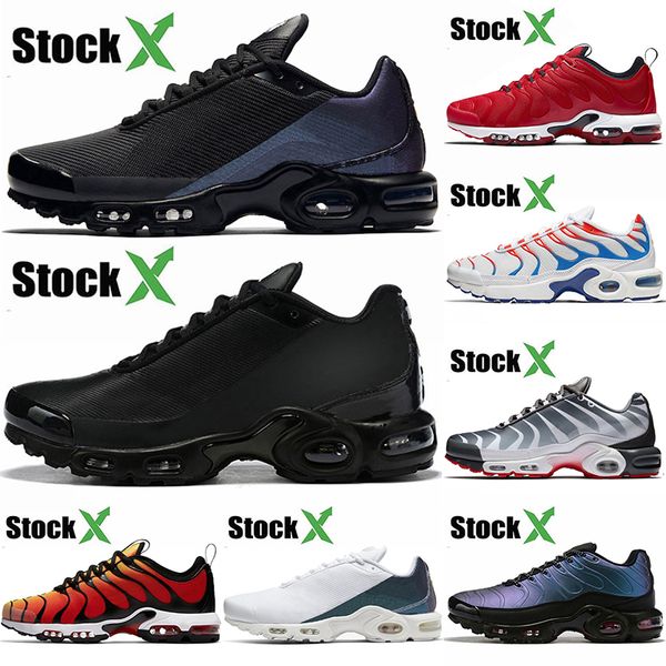 

stock x 2020 chaussures trainer cushions tn plus running shoes just black red mens 3d glasses tiger throwback future sport sneakers 36-46