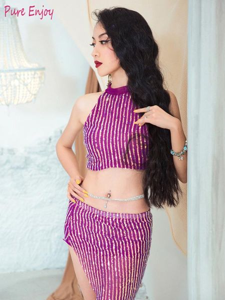 

женщины танец живота практика рукавов топ+короткая юбка 2 шт. комплект восточный танец одежда производительность наряды одежда, Black;red