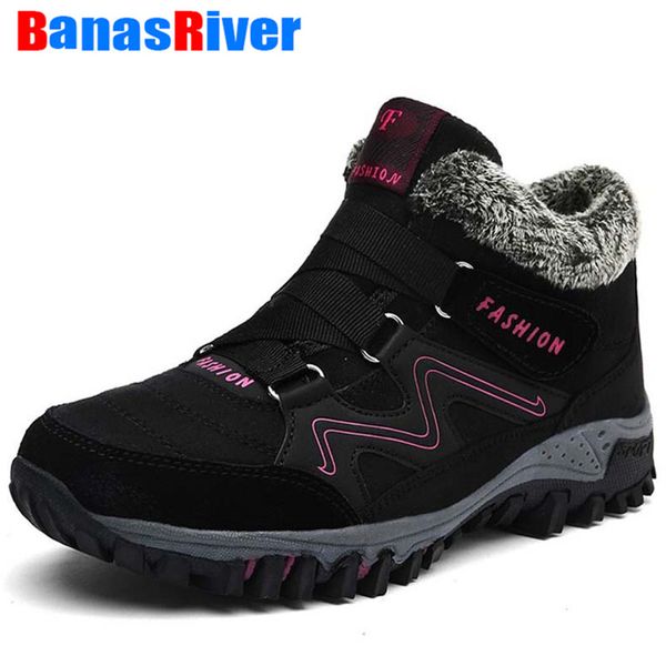 

new women snow boots winter ankle ankleots warm plush platform fashion female wedge shoes snow footwear footwear, Black
