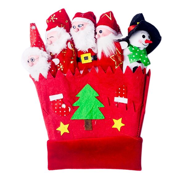 

christmas thumb toy gloves snowman santa claus cloth doll glove christmas decorations plush finger cartoon doll story telling ac
