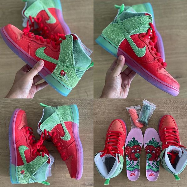 

2020 Top Quality NIKE SB Dunk High Strawberry Cough Release Info Skateboarding Shoes Men Women Sports Running Shoes