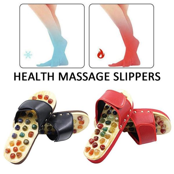 

1pair acupoint massage slippers sandal for men feet chinese acupressure therapy medical rotating foot massager shoes unisex, Black